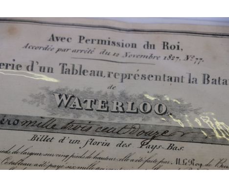 French 19th Century lottery ticket to raise funds for the cost of the Battle Of Waterloo 1827.