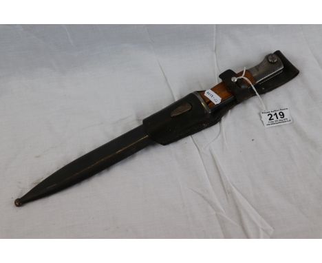 A 1938 WW2 German K98 Bayonet by Alex Coppel , good clear markings to the blade along with waffenamp proof stamp marks to the