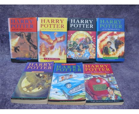 J.K.Rowling, Harry Potter Hardback First Edition Books, The Goblet of Fire 2000, The Order of the Phoenix 2003, Deathly Hallo