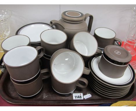 Hornsea 'Contrast' Tea Ware, comprising teapot, twelve tea plates, twelve saucers and cups:- One Tray