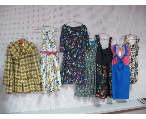 Six Vintage Inspired Dresses by 'Lindy Bop', (some unworn), in various prints and sizes; together with a ladies 1960's/70's t