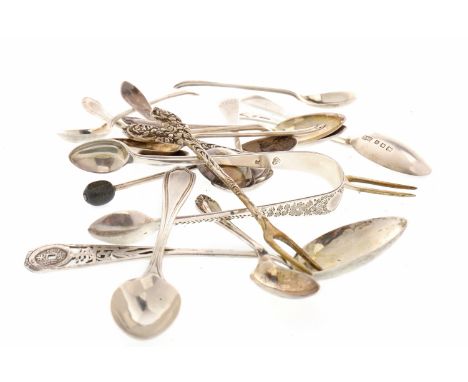 SET OF SIX GEORGE V TEASPOONSmaker James Deakin & Sons., Sheffield 1933, 9.5cm long; along with eight silver condiments and t