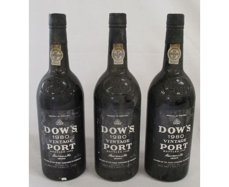 Dow's - Vintage Port - Three bottles of vintage 1980 - bottled 1982&nbsp;