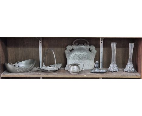 A collection of Liberty and other Art Nouveau pewter, to include a Tudric milk jug. (7)