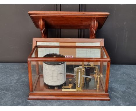 A late Victorian mahogany barograph, bearing ivory label inscribed 'Lilley &amp; Son, London', 33cm wide, on conforming bespo