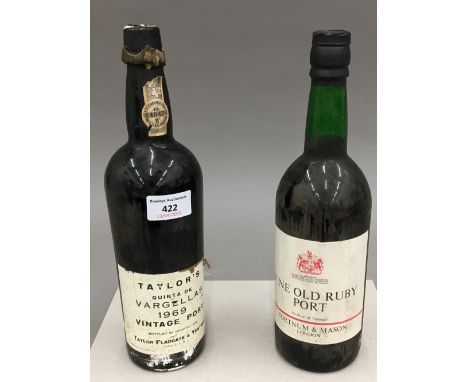 Fortnum &amp; Mason Fine Old Ruby Port, single bottle unknown vintage, together with Taylor's 1969 Vintage Port, single bottl