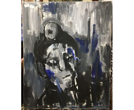 CONTINENTAL SCHOOL, Portrait of a Miner, oil on canvas, unframed