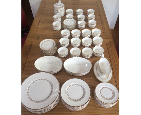 A Royal Worcester bone china Summer Morning pattern dinner service and tea service comprising: twelve dinner plates, eleven s