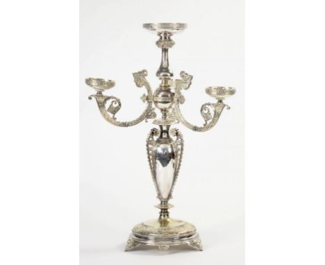 A VICTORIAN EPNS EPERGNE, 50CM H (LACKS DISHES)