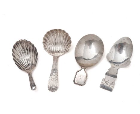 Four George III hallmarked silver tea caddy spoons. (4)