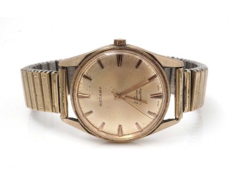 A 9ct yellow gold cased Rotary wristwatch, manual wind movement, on flexible strap.