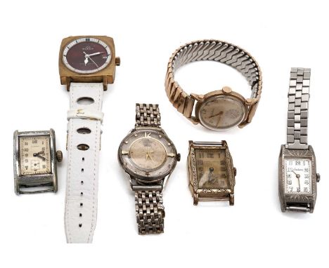 Six manual wind wristwatches, by Michauds, Endura, Monte Watch, Buler, Bulova and Avia.