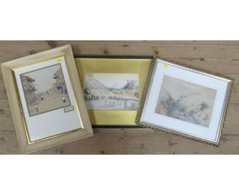 Monogrammed H W B, watercolour, "Our Encampment at Sumanpully", 8ins x11ins, together with monogrammed W G R, watercolour, st