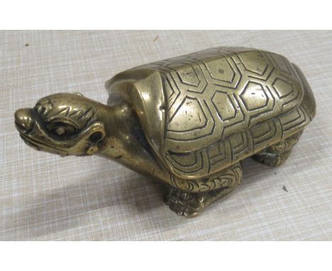 An Antique Chinese cast bronze scroll weight, in the form of a tortoise or terrapin