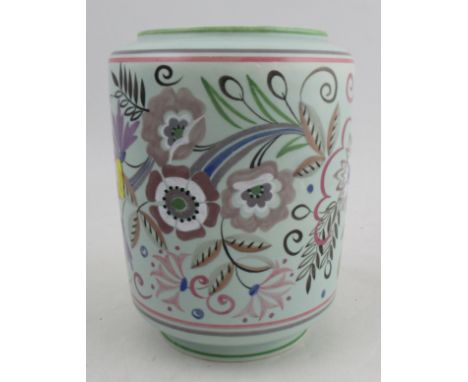 A Poole pottery vase, decorated with flowers, height 8.5ins