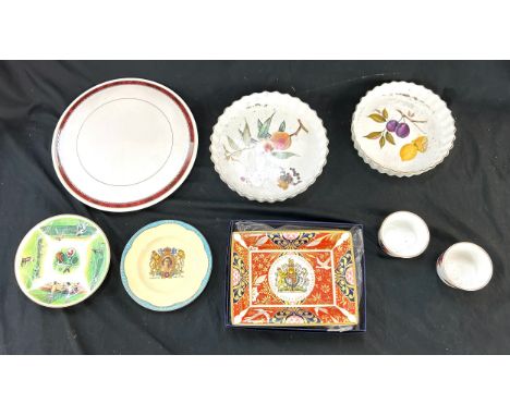 Selection of named pottery includes Clarice Cliff, Royal Worcester etc