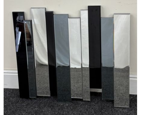 Wall hanging mirror, with clear and black glass panelling, approximate measurements:  Height 27.5 inches, width 32 inches