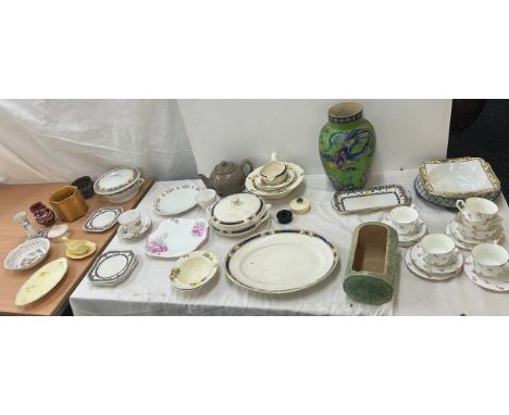 Selection of porcelain miscellaneous to include tea pots, cup saucers, vases etc