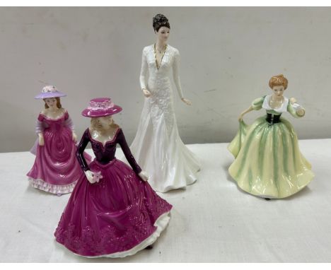 Selection of Royal Doulton and one Royal Worcester lady figures overall height of tallest approximately 10 inches 