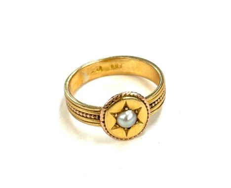 Antique 15ct yellow gold pearl star ring, Ring size K