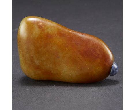 Chinese Qing russet-skinned, pebble formed snuff bottle. Well hollowed. A rare example of pebble-formed snuff bottles, this p