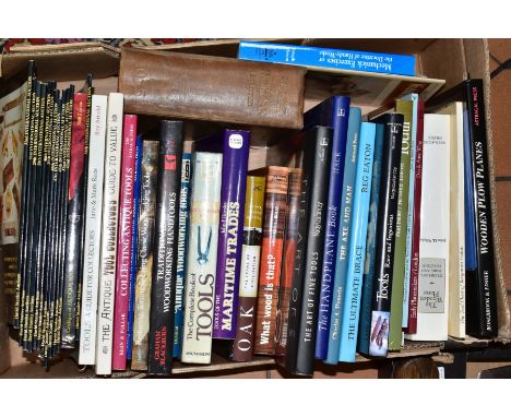 A BOX OF BOOKS AND TWELVE AUCTION CATALOGUES, pertaining to maritime and vintage tools and the collecting of, including The C
