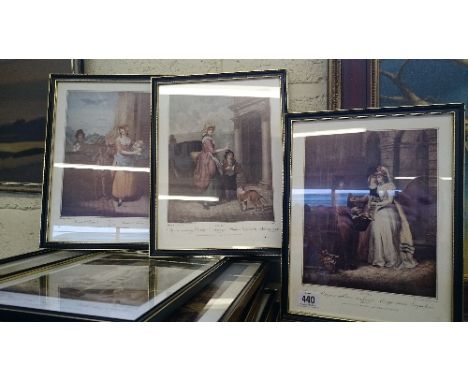A set of four framed and glazed Cries of London together with a set of six framed and glazed Hunting prints.