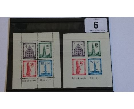 Allied Occ, Baden 2 mint mini sheets SG FB 41a and b. Cat £180.