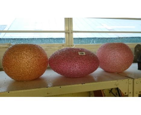 Three various 1950's plastic lamp shades with sugar effect decoration.