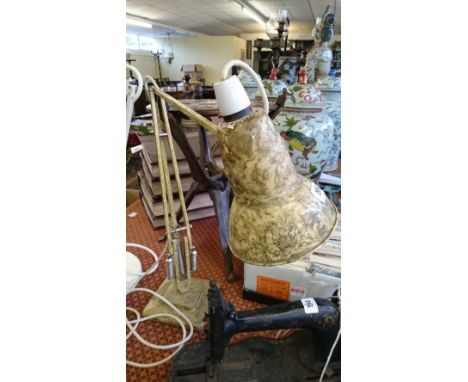 A Herbert Terry and Sons square stepped base angle poise table lamp with marble effect spray paint decoration.