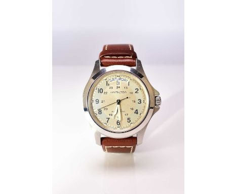 Hamilton: A gentleman's stainless steel calendar wristwatchModel: Khaki AutomaticReference: H644550Date: Circa 2012Movement: 