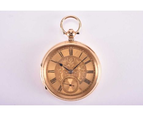 An 18ct gold open face pocket watch by H.Morris of Birmingham Date: Circa 1883 Movement: Fusee lever, signed and numbered 348