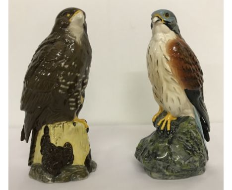 2 Royal Doulton ceramic Whyte &amp; Mackay whisky decanters in the shape of Birds of Prey.Kestrel and Buzzard, both by John G