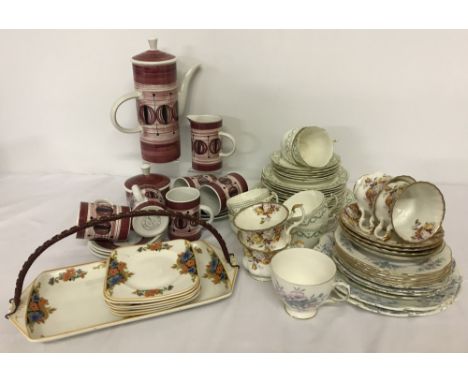 A Cinque Ports vintage coffee set.Comprising: coffee pot, milk jug, sugar bowl and 5 cups &amp; saucers. Together with a quan