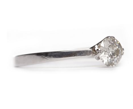 DIAMOND SOLITAIRE RINGthe four claw set round brilliant cut diamond of approximately 0.61 carats in platinum, size R, 4.2g