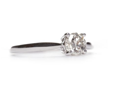 DIAMOND SOLITAIRE RINGthe four claw set round brilliant cut diamond of approximately 0.65 carats, in eighteen carat white gol
