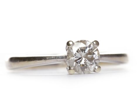DIAMOND SOLITAIRE RINGthe four claw set round brilliant cut diamond of approximately 0.47 carats in nine carat white gold, si