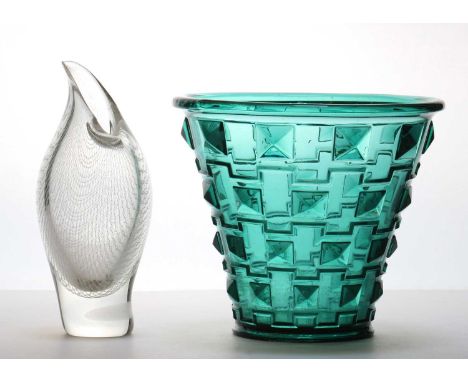 A Harrachocv 'Harrtil' glass vase,mid-20th century, designed by Milan Metelak and Milos Pulpitel, with a pulled rim, 18.8cm h