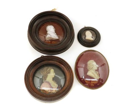 An Apsley Pellatt sulphide portrait roundel of a gentleman, 19th Century, signed, in a turned wooden frame16cm diameter overa