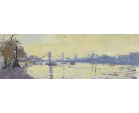 Ken Howard OBE RA, British 1932-2022 - Albert Bridge, Morning light; oil on canvas, signed lower right 'Ken Howard', titled t