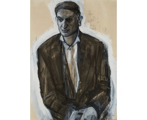 Emma Sargeant, British b.1959 - Portrait of Mr Attallah, 1982; charcoal and gouache on paper, signed and dated lower right 'E
