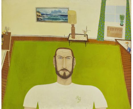 Anthony Green RA NEAC, British b.1939 - USA / Green Carpet, 1971; oil on board, signed with initials lower right and signed, 