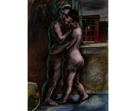 Peter Howson OBE, Scottish b.1958 - Untitled (couple), 1986;pastel on paper, signed and dated lower centre 'Howson 86', 75 x 