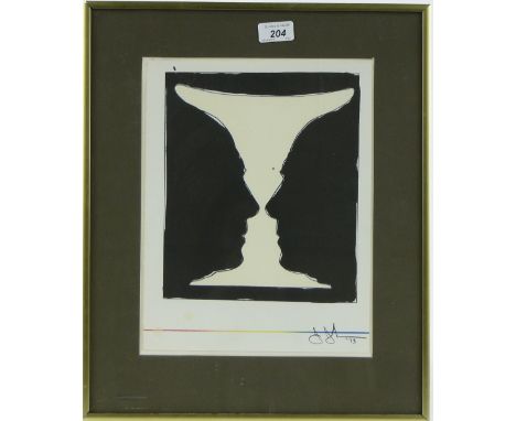 Jasper Johns
Original lithograph "Picasso cup face", for XXth Siecle USA issue, signed in the plate 1973, s 12"x 19.5", frame