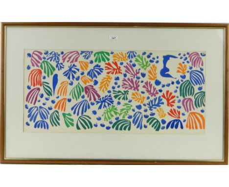 Henri Matisse
Colour Lithograph cut-out, original issue for Verve c. 1950/ 60 "Perruche et la Sirene" 14" x 30", framed