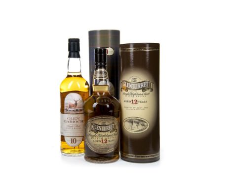 GLEN GARIOCH AGED 10 YEARS Single Malt Scotch Whisky 700ml, 40% volume, in tube. GLENTURRET AGED 12 YEARS Single Malt Scotch 
