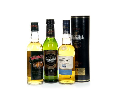 GLENFIDDICH AGED 12 YEARS - 35CL Single Malt Scotch Whisky 35cl, 40% volume, in tube. GLENLIVET FOUNDER'S RESERVE - 35CL Sing