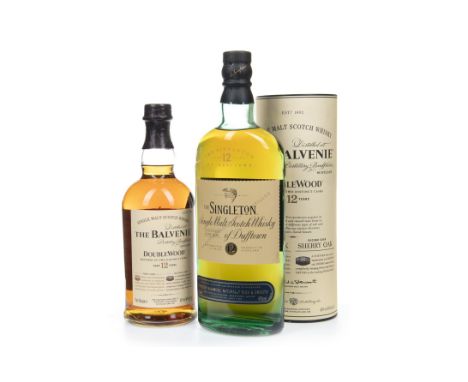 BALVENIE DOUBLEWOOD AGED 12 YEARS Single Malt Scotch Whisky 70cl, 40% volume, in tube. SINGLETON OF DUFFTOWN AGED 12 YEARS Si