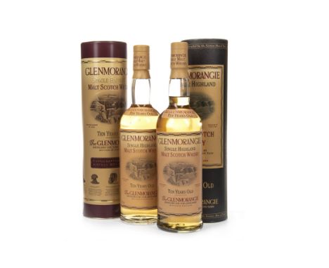 GLENMORANGIE 10 YEARS OLD (2) Single Malt Scotch Whisky 70cl, 40% volume, one in tube, one in tin. Two bottles.