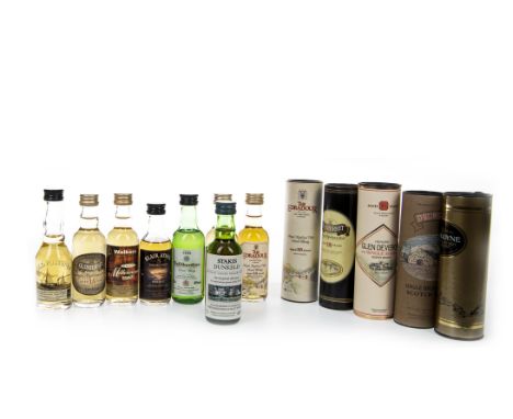 THIRTEEN MALT SCOTCH WHISKY MINIATURES Includes: Glenturret aged 18 years (40%), Edradour 10 years old (40%), Tullibardine 19